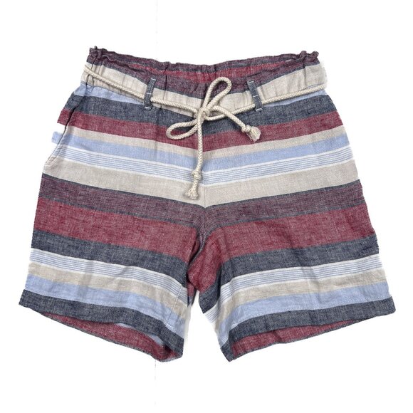 J. Jill Love Linen White Multi Striped Pull-On Shorts Drawstring Beach XS - NWT - Picture 2 of 5